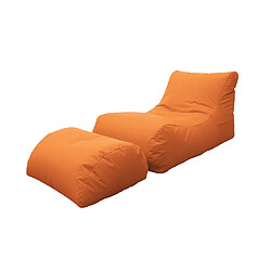 Alter Chaise longue de salon moderne, Made in Italy, Fauteuil avec repose-pieds en nylon, Pouf rembourré pour chambre, 120x80h60 cm, Couleur orange