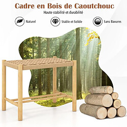 Avis Helloshop26 Ensemble de 2 tabourets de bar de 45 cm cadre en bois de caoutchouc et siège en papier tissé tabouret sans dossier naturel 20_0005173