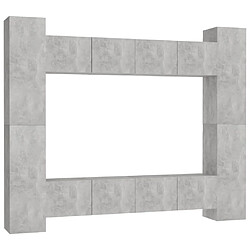 vidaXL Ensemble de meubles TV 8 pcs Gris béton Bois d'ingénierie