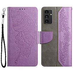 Etui en PU anti-rayures, motif papillon et fleur avec support violet pour votre Samsung Galaxy A13 5G