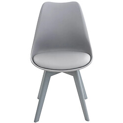 Decoshop26 Lot de 4 chaises de salle à manger cuisine ou bureau en plastique et synthétique gris pieds en bois 10_0000388