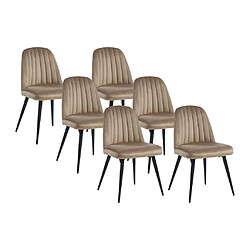 Vente-Unique Lot de 6 chaises en velours et métal noir - Beige - ELEANA