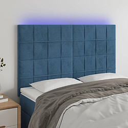 Maison Chic Tête de lit moderne à LED lumineuse pour chambre - Décoration de lit Bleu foncé 144x5x118/128 cm Velours -MN93467