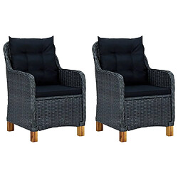 Maison Chic Lot de 2 Chaises de jardin,Fauteuil d'extérieur avec coussins Résine tressée Gris foncé -MN68113