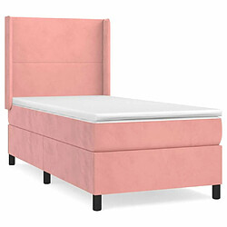 Maison Chic Lit Adulte - Lit simple Lit à sommier tapissier avec matelas moelleux - Meuble de Chambre - Rose 90x190 cm Velours -MN46649