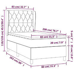 vidaXL Sommier à lattes de lit avec matelas Gris clair 80x200 cm Tissu pas cher