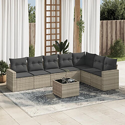 vidaXL Salon de jardin 8 pcs avec coussins gris clair résine tressée 