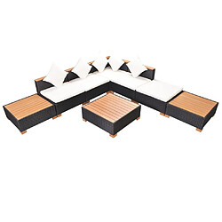 vidaXL Salon de jardin 8 pcs avec coussins résine tressée noir