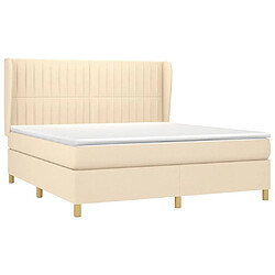 Avis Maison Chic Lit adulte- Lit + matelas,Sommier à lattes de lit avec matelas Crème 180x200 cm Tissu -GKD53795