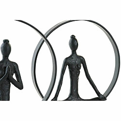 Figurine Décorative DKD Home Decor Noir Marron Aluminium Bois de manguier Yoga Moderne (23 x 10 x 27 cm) (2 Unités)