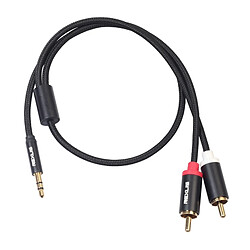 Wewoo Connecteur mâle 3,5 mm à double RCA plaqué or Câble audio tressé en coton noir pour entrée RCA Haut-parleur actifLongueur 0,5 m