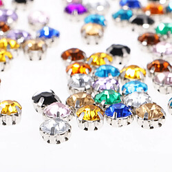 100 Pièces Coudre On Diamante Cristaux Acrylique Rhinestone Embellissement 8mm pas cher