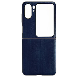 Avizar Coque pour Oppo Find N2 Flip Rigide Simili Cuir Texturé Bords Surélevés Bleu