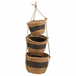 Lot de paniers Alexandra House Living Noir Fibre naturelle 26 x 19 x 26 cm 22 x 16,5 x 22 cm 18 x 14,5 x 18 cm A accrocher 3 Pièces