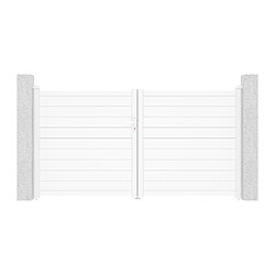 Avis Vente-Unique Portail battant aluminium plein L305 x H166 cm blanc - NAZARIO