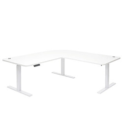 Decoshop26 Bureau d'angle table d'ordinateur réglable en hauteur électriquement 178 x 178 cm HDF couleur blanc pieds acier blanc 04_0006021