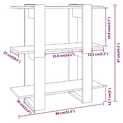 vidaXL Bibliothèque/Séparateur de pièce Chêne fumé 80x30x87 cm pas cher