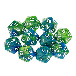 10 Pcs 20 Faces Dés D20 Polyédrique Dés Pour Donjons Et Dragons Jeux De Table Vert Violet pas cher