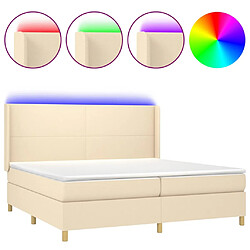 vidaXL Sommier à lattes de lit matelas et LED Crème 200x200 cm Tissu