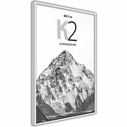 Paris Prix Affiche Murale Encadrée Peaks of the World K2 30 x 45 cm Blanc