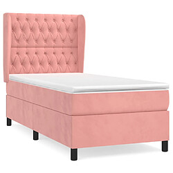 vidaXL Sommier à lattes de lit avec matelas Rose 90x190 cm Velours