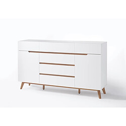 Pegane Commode en laqué blanc mat avec piètement en chêne - L169 x H101 x P40 cm