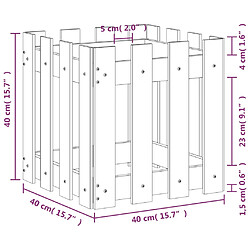 vidaXL Jardinière avec design de clôture 40x40x40 cm pin massif pas cher