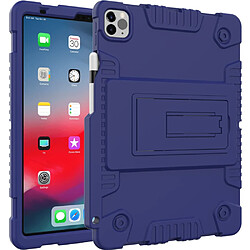 Coque en TPU + siliconeantichoc, hybride, antichoc, robuste avec béquille réglable et porte-crayon bleu pour votre Apple iPad Pro 11 pouces (2020)