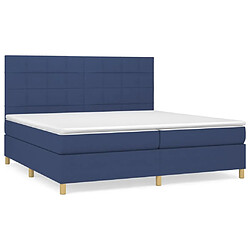 vidaXL Sommier à lattes de lit avec matelas Bleu 200x200 cm Tissu