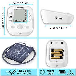 Duronic BPM200 Tensiomètre Electronique pour Bras – Mesure Automatique de la Tension Artérielle – Détecte les Irrégularités Cardiaques – Large Ecran LCD pour lire les Mesures – Jusqu'à 99 Sauvegardes