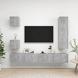 vidaXL Ensemble de meuble TV 5 pcs Gris béton Bois d'ingénierie