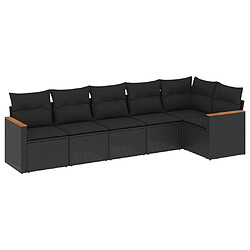 vidaXL Salon de jardin 6 pcs avec coussins noir résine tressée