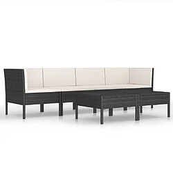 Maison Chic Salon de jardin 6 pcs + coussins - Mobilier/Meubles de jardin - Table et chaises d'extérieur Résine tressée Noir -MN53586