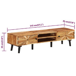 vidaXL Meuble TV 145x35x35 cm Bois d'acacia massif pas cher