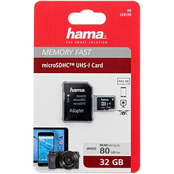 Hama MicroSDHC 32 GB classe 10 UHS-I 80 MB/s + adaptateur/mobile