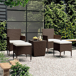 Maison Chic Table de bistro et chaises d'extérieur 5 pcs,Ensemble de bistro de jardin pour relax poly rotin et verre trempé -GKD509222