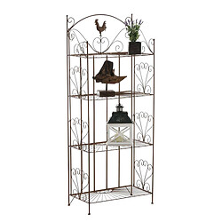 Decoshop26 Etagère de rangement support plantes meuble pour terrasse balon salon en métal marron vieilli 10_0003983