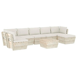 Maison Chic Salon de jardin palette 8 pcs avec coussins - Table et chaises d'extérieur - Mobilier/Meubles de jardin Moderne épicéa imprégné -MN37765