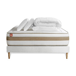 Marmottes & Co Pack prêt à dormir matelas LE RAFFINÉ 140x190cm Ressorts ensachés + Mémoire de forme BioVisco + sommier Blanc