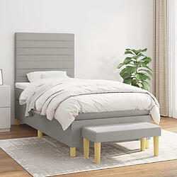 Maison Chic Lit Adulte - Lit simple Lit à sommier tapissier avec matelas moelleux - Meuble de Chambre - Gris clair 100x200cm Tissu -MN49837