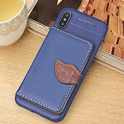 Wewoo Coque Housse en cuir magnétique pour iPhone X, avec porte-monnaie & & cadre photo bleu foncé