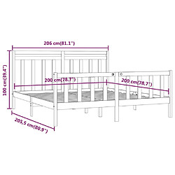 vidaXL Cadre de lit sans matelas marron miel bois pin massif 200x200cm pas cher