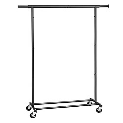 Helloshop26 Portant à vêtements avec roulettes charge de 70 kg porte-vêtements durable pliable penderie extensible 160 cm étagère de rangement noir 12_0003660