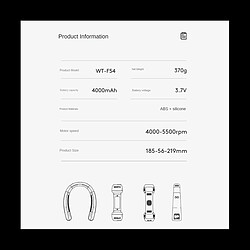 Ventilateur de Cou Portable Ventilateur Sans Lame Rechargeable USB Ventilateur Semi-Conducteur de Réfrigération 4000mAh Silencieux pour l'Été-Blanc pas cher