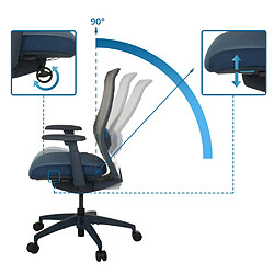 Chaise de bureau / chaise pivotante COLORE dossier résille / assise tissu bleu hjh OFFICE