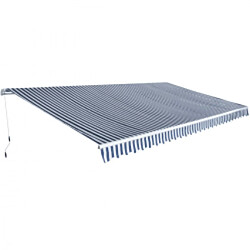 vidaXL Auvent pliable manuel 600 cm Bleu/blanc