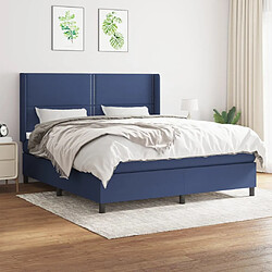 Maison Chic Structures de lit + matelas,Lit à sommier tapissier avec matelas Bleu 160x200 cm Tissu -MN86043