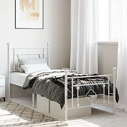 Maison Chic Cadre/structure de lit métal et tête de lit + pied de lit pour adulte - Lit Moderne Chambre blanc 75x190 cm -MN67304