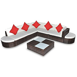 Maison Chic Salon de jardin 8 pcs + coussins - Mobilier/Meubles de jardin - Table et chaises d'extérieur Résine tressée Marron -MN50747