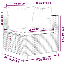 vidaXL Salon de jardin 4 pcs avec coussins Marron Résine tressée pas cher